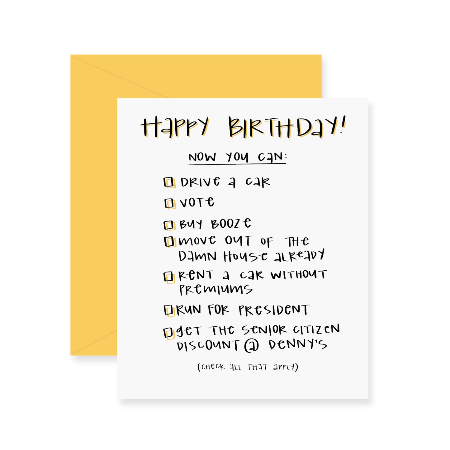 Age Checklist Birthday Greeting Card