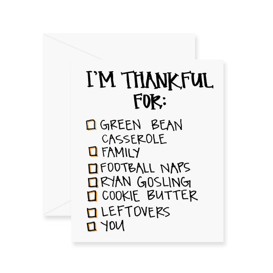 Thankful For Checklist Greeting Card