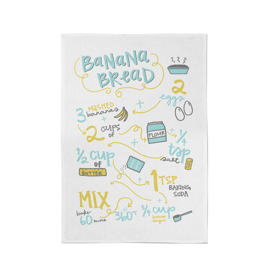 Banana Bread Recipe Tea Towel