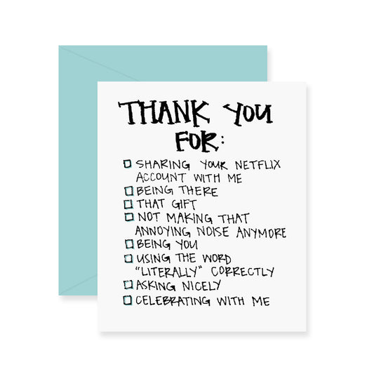 Thank You Checklist Greeting Card